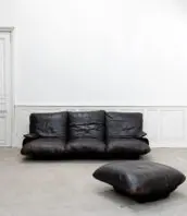 canape vintage marsala ligne roset 1980 ottoman cuir marron 5Francs 1 172x198 - Canapé vintage Marsala pour Ligne Roset en cuir marron, 1980