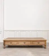 Exceptionnel ancienne table drapier table basse 6 tiroirs poignees coquille 5francs 1 172x198 - Exceptionnelle table basse en chêne, ancienne table de drapier 19ème