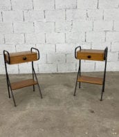 tables-de-nuit-jacques-hitier-vintage-bois-metal-structure-tubulaire-5francs-2