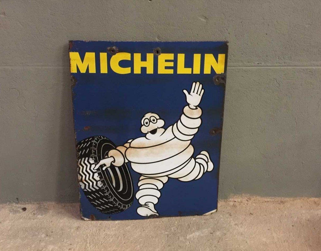 ancienne-plaque-michelin-emaillee-double-face-vintage-garage-5francs-2