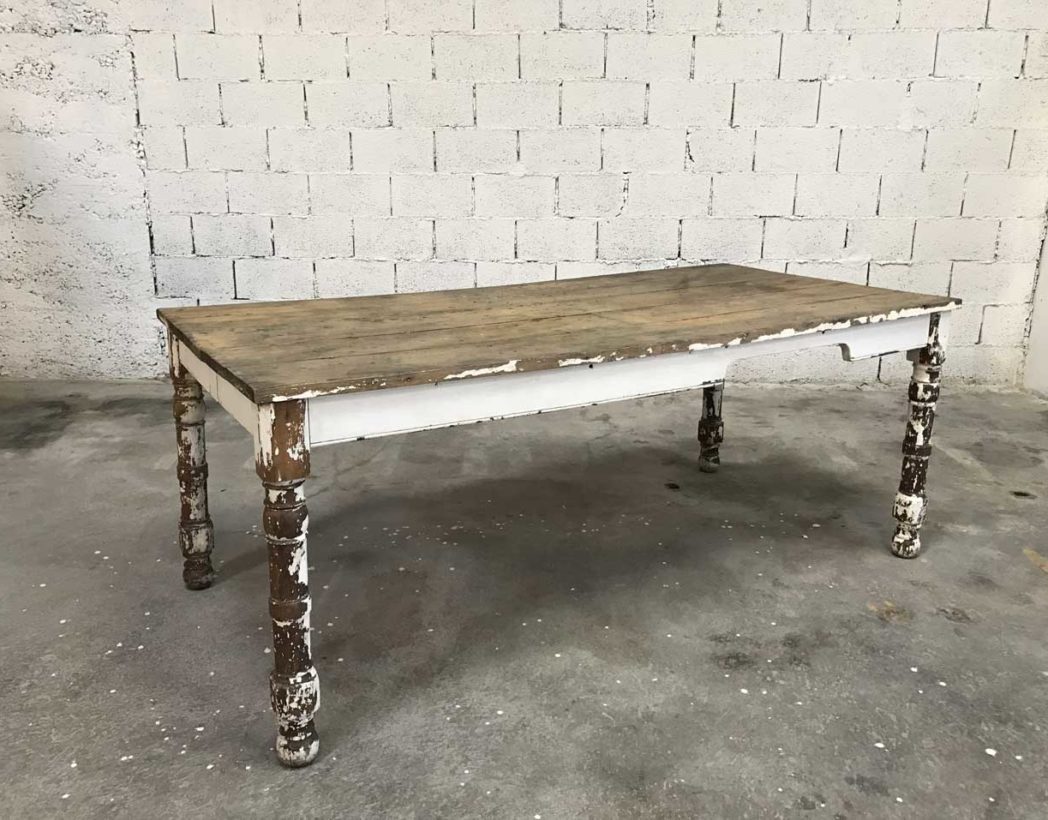 Table de ferme blanche - Factory Vintage