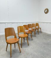 chaises baumann Mondor chene clair bistrot 5 Francs 1 172x198 - Suite de six anciennes chaises de bistrot Baumann modèle MONDOR