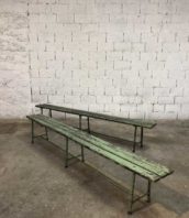 ancien banc usine vert 275cm ecole vintage bois metal 5francs 0 172x198 - Lot anciens bancs école patine vert bleu en 275 cm