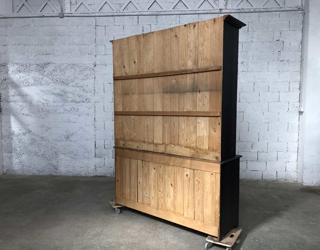 Bibliothèque En Acier Patiné Noire – Design 1980, Rangement Vintage, France