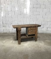 etabli bois menuisier avec tiroirs 134cm 5francs 2 172x198 - Établi en bois de menuisier avec tiroirs années 30 longue 134 cm