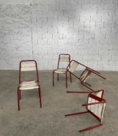 ensemble 4 chaises de jardin metal bois rouge blanche hauteur assise 44cm 5francs 1 172x198 - Ensemble 4 chaises de jardin métal et bois rouge et blanche