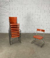 ensemble de 9 chaises metal orange empilables annee 70 hauteur assise 44cm 5francs 1 172x198 - Ensemble de 9 chaises métal orange de Fredrich August Schadler