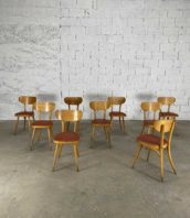 lot de 39 chaises baumann pieds rentrant assise simili cuire rouge chiné hauteur assise 47cm 5francs 1 172x198 - Ensemble de 39 chaises Baumann pieds rentrants assise simili cuire
