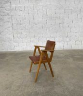 fauteuil pieds compas cuir vintage janneret annee 50 5francs 1 172x198 - Fauteuil pieds compas assise cuir année 50