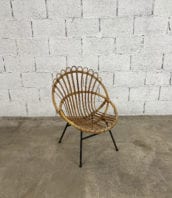 fauteuil-corbeille-couronne-rotin-osier-piétement-métal-noire-vintage-5francs-1