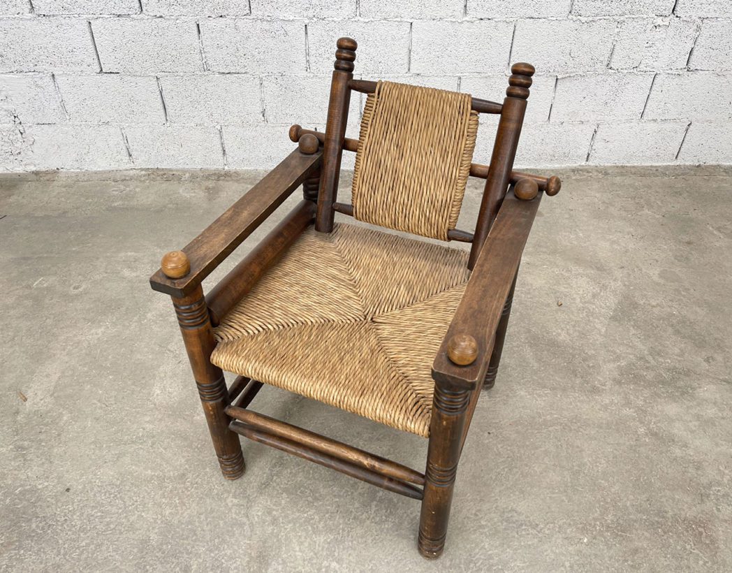 ancien-fauteuil-bois-paille-charles-dudouyt-vintage-5francs-3