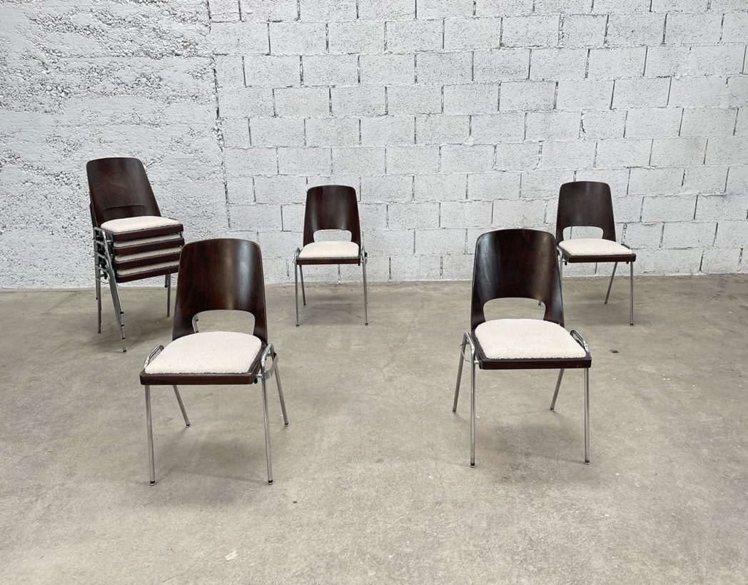 Série 4 Chaises empilables Baumann modèle Manhattan/skaï blanc/chaises design 