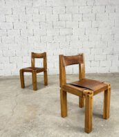 chaises vintage pierre chapo bois design 5francs 1 172x198 - Duo de chaises en orme massif et cuir par Pierre Chapo années 1970