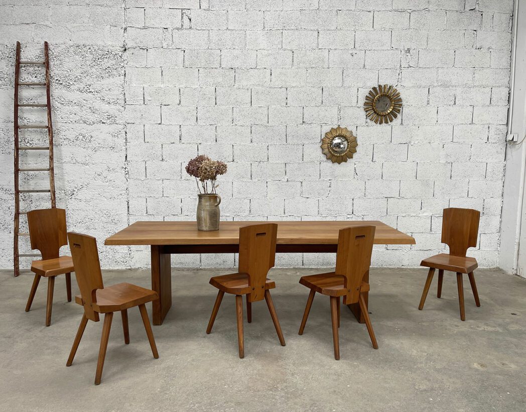 able-de-repas-rectangulaire-pierre-chapo-modele-t14-en-orme-1970-chaises-vintage-5francs-8