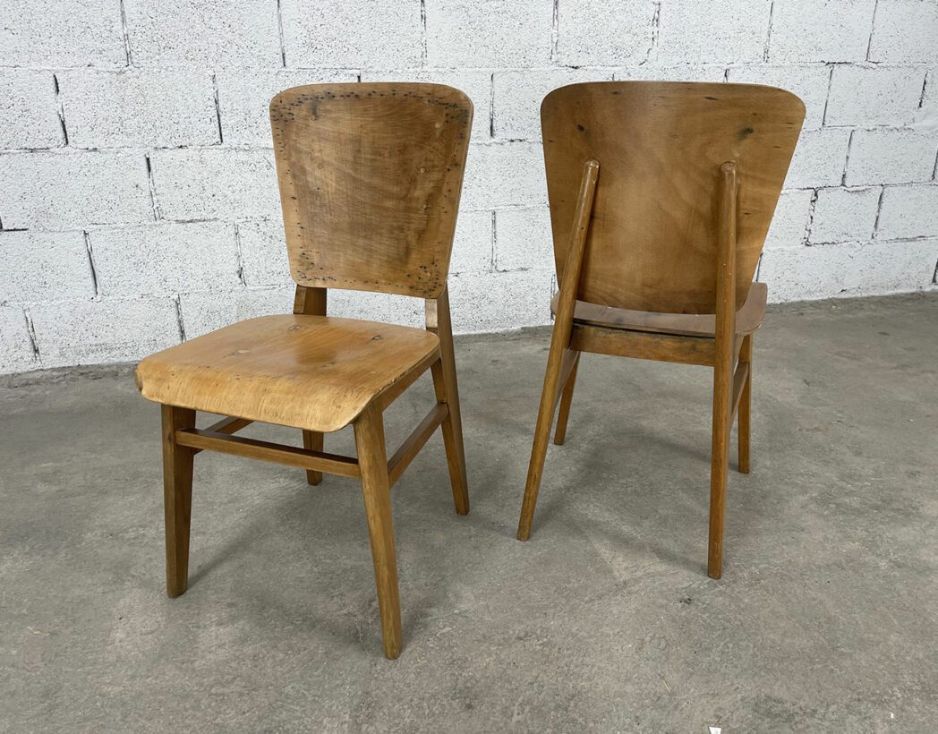 Lot De Chaises Style Jean Prouvé - Blanches, Métal Et Bois, Design Moderne, Neuves
