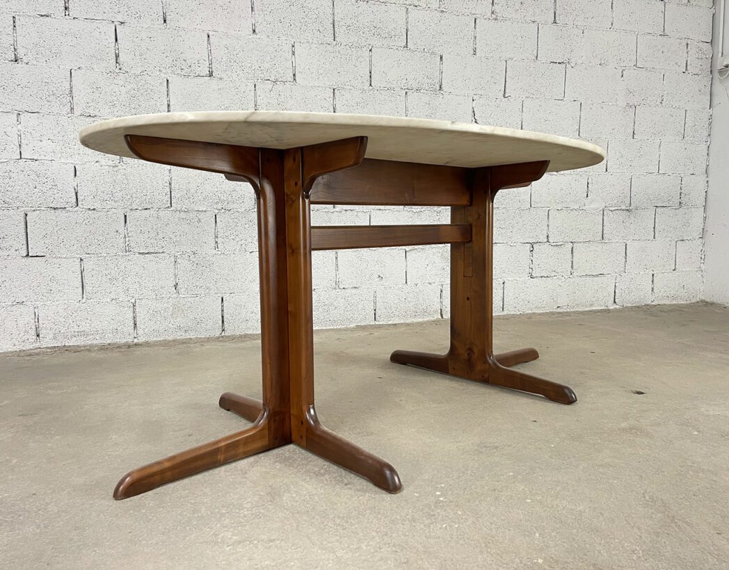 ancienne-table-à-manger-ovale-esprit-knoll-plateau-marbre-bois-mobilier-vintage-5francs-3