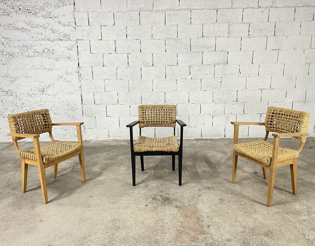 set-trois-fauteuils-design-audoux-minet-pour-vibo-epais-cordage-chanvre-tressee-vintage-5francs-1