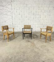 set-trois-fauteuils-design-audoux-minet-pour-vibo-epais-cordage-chanvre-tressee-vintage-5francs-2
