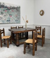 Table Dudouyt vintage bois 5francs 2 172x198 - Table et chaises Charles Dudouyt 1930