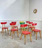 chaises vintage bois couleur luterma banane 5Francs 2 172x198 - Lot de chaises Luterma années 1960