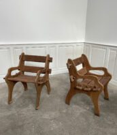 fauteuils bois brutalistes teck vintage montagnard 5francs 1 172x198 - Paire de fauteuils brutalistes en teck