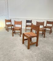 chaises orme cuir mobilier vintage maison regain 5FRANCS 2 1 172x198 - Ensemble de chaises Maison Regain en orme et cuir