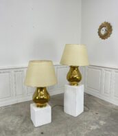 lampes vintage grandes dorees laiton 1970 5Francs 3 172x198 - Paire de grandes lampes 1970