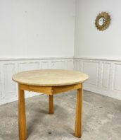 table tripode 1960 vintage bois petite circulaire 5Francs 2 172x198 - Table à manger tripode vintage