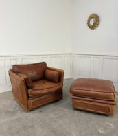 fauteuil vintage cuir Roche bobois 5Francs 4 172x198 - Fauteuil club et son ottoman 1980