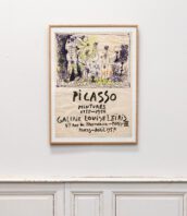 tableau affiche vintage originale galerie louise leiris pablo picasso 5Francs 2 172x198 - Affiche originale pour l'exposition Picasso, Galerie Louise Leiris